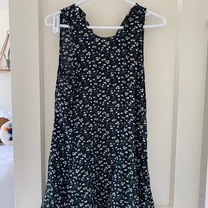 Black green floral dress